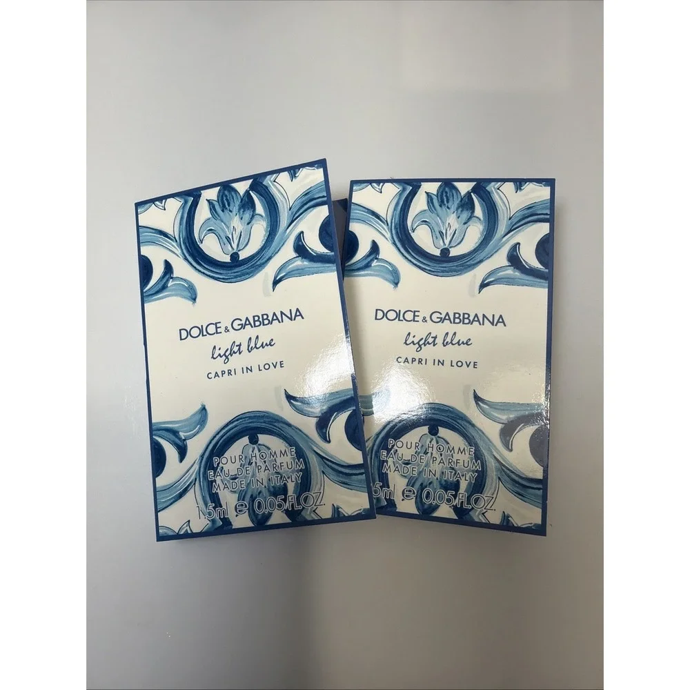 Lot of 2 Dolce & Gabbana Light Blue Capri In Love EDP Samples 1.5mL Each